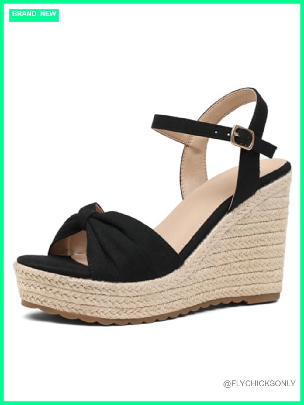 Platform Wedge Heel Ankle Strap Sandals Microfiber Open Toe Buckle